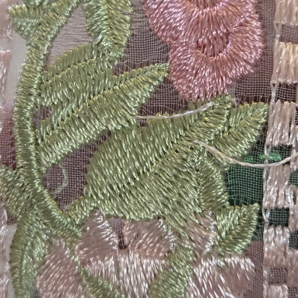 Pink & Green Floral Embroidered Headband